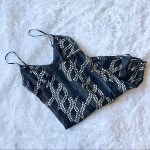 All Saints Indigo Floral Pattern Slip